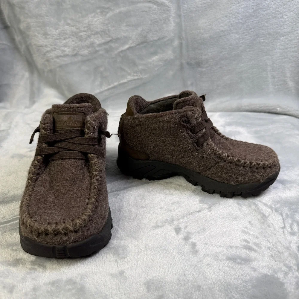 Patagonia Alpaca Brown Youth 10 Wool Moccasin Hiking Boots T3022Y